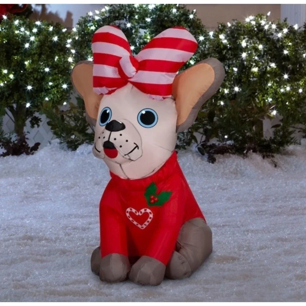 Holiday Living French Bulldog Inflatable 3.5-ft Lighted Christmas Yard Decor NEW